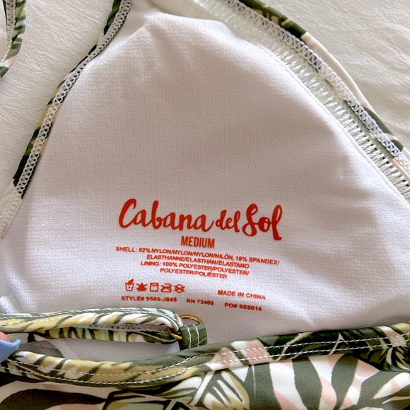 Cabana del Sol Wrap Bikini Set - Green Leaf Pattern - Picture 8 of 10